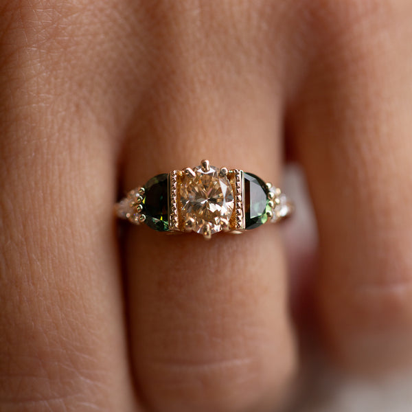 Cognac Diamond & Sapphire Ring | Lux