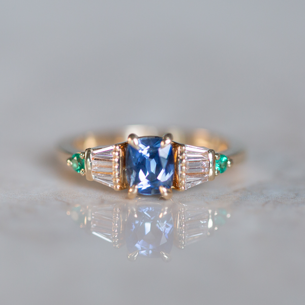 Sapphire, Diamond & Emerald Ring | Coralla