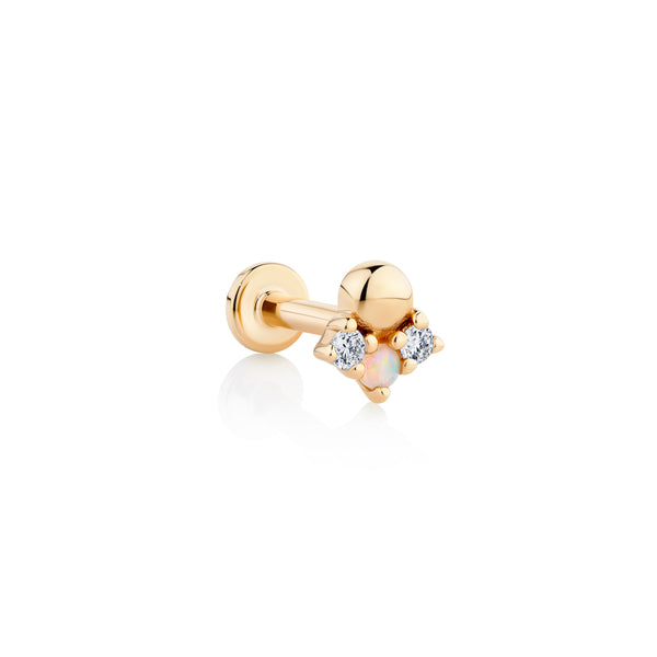 Eira Piercing Earring | 14ct Gold Opal Stud