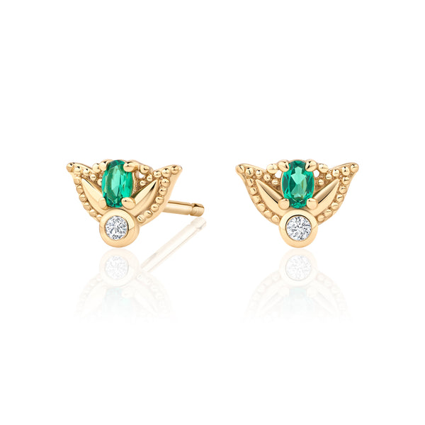 Fern Emerald Studs | 14ct Gold Vermeil