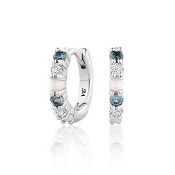 Ezra Gemstone Huggies | Silver