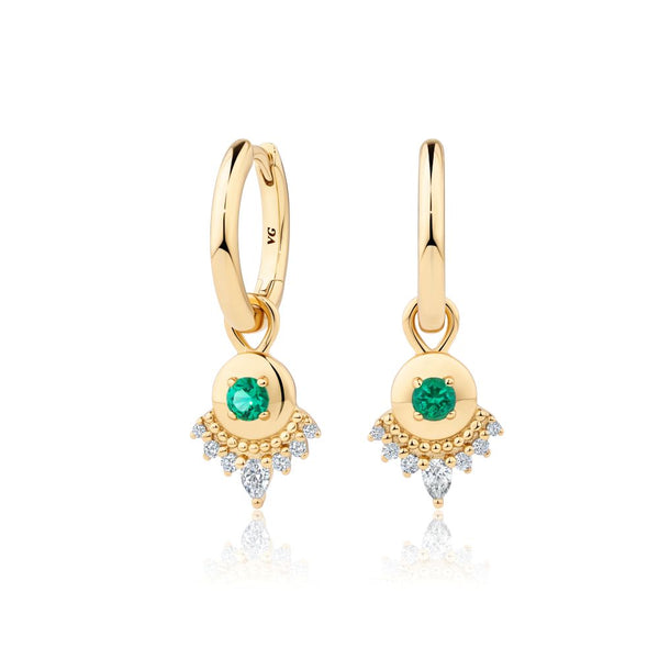 Linnea Emerald Hoops | 14ct Gold Vermeil