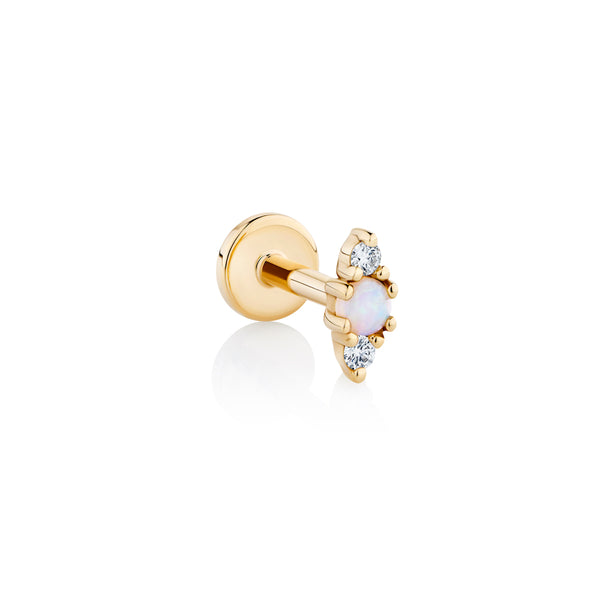 Solace Piercing Earring | 14k Gold Opal Stud