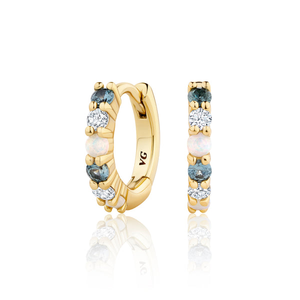 Ezra Gemstone Huggies | 14k Gold Vermeil