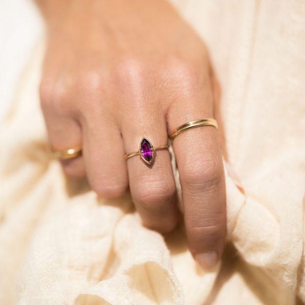 Garnet Gold Ring, Engagement Ring, Online Jewellery