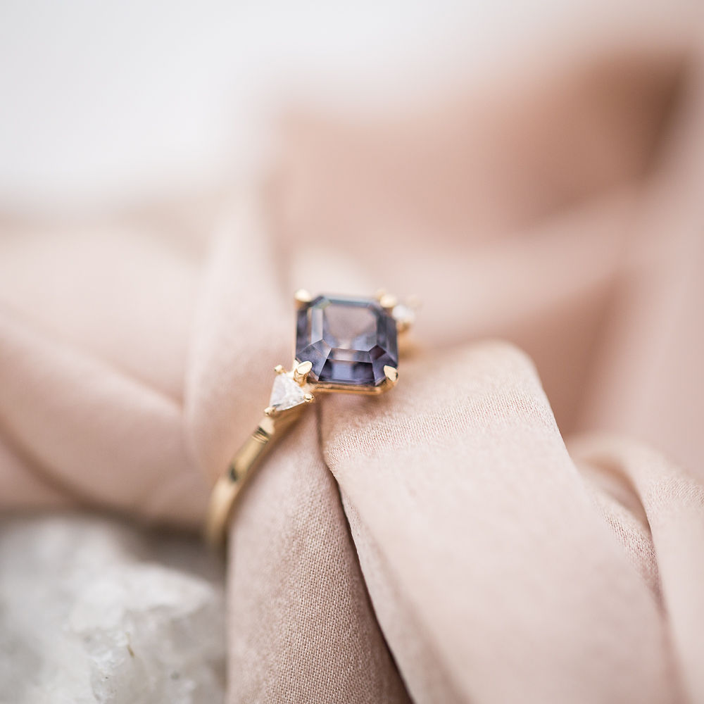 Spinel Gold Ring, Diamond Engagement Ring, Online Jewellery