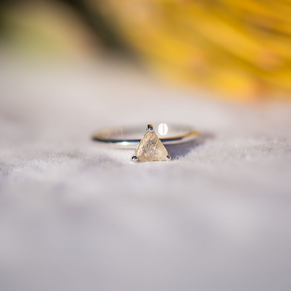 Natural Diamond Ring, White Gold, Violet Gray
