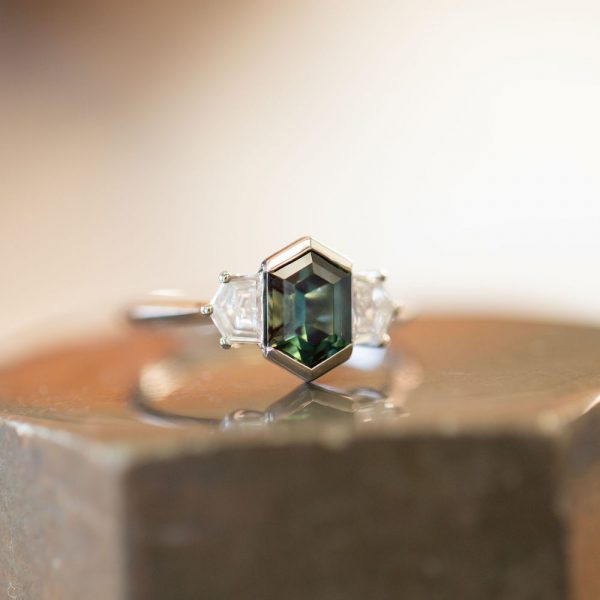 Australian Parti Sapphire Diamond Ring