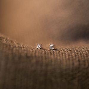 Diamond Silver Stud Earrings