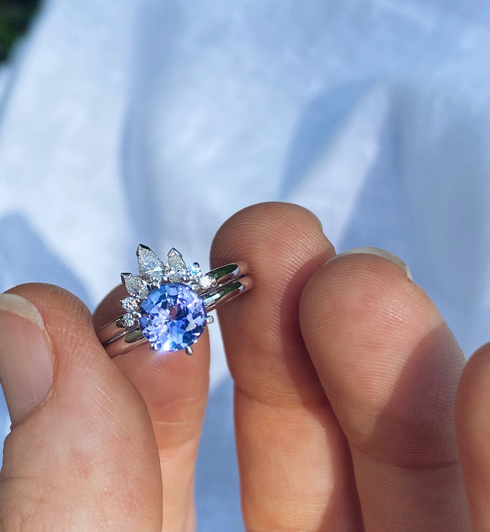 Engagement & Wedding Ring Bespoke Set | Tanzanite & Diamonds