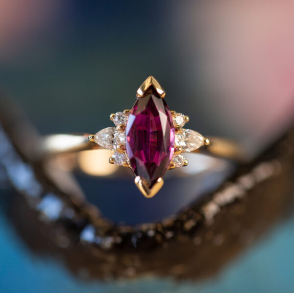 Rhodolite Garnet Diamond Ring